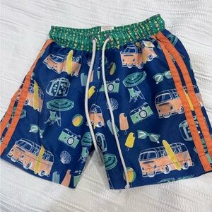 Wildflowers Green and Peach Patterned Swim Trunks